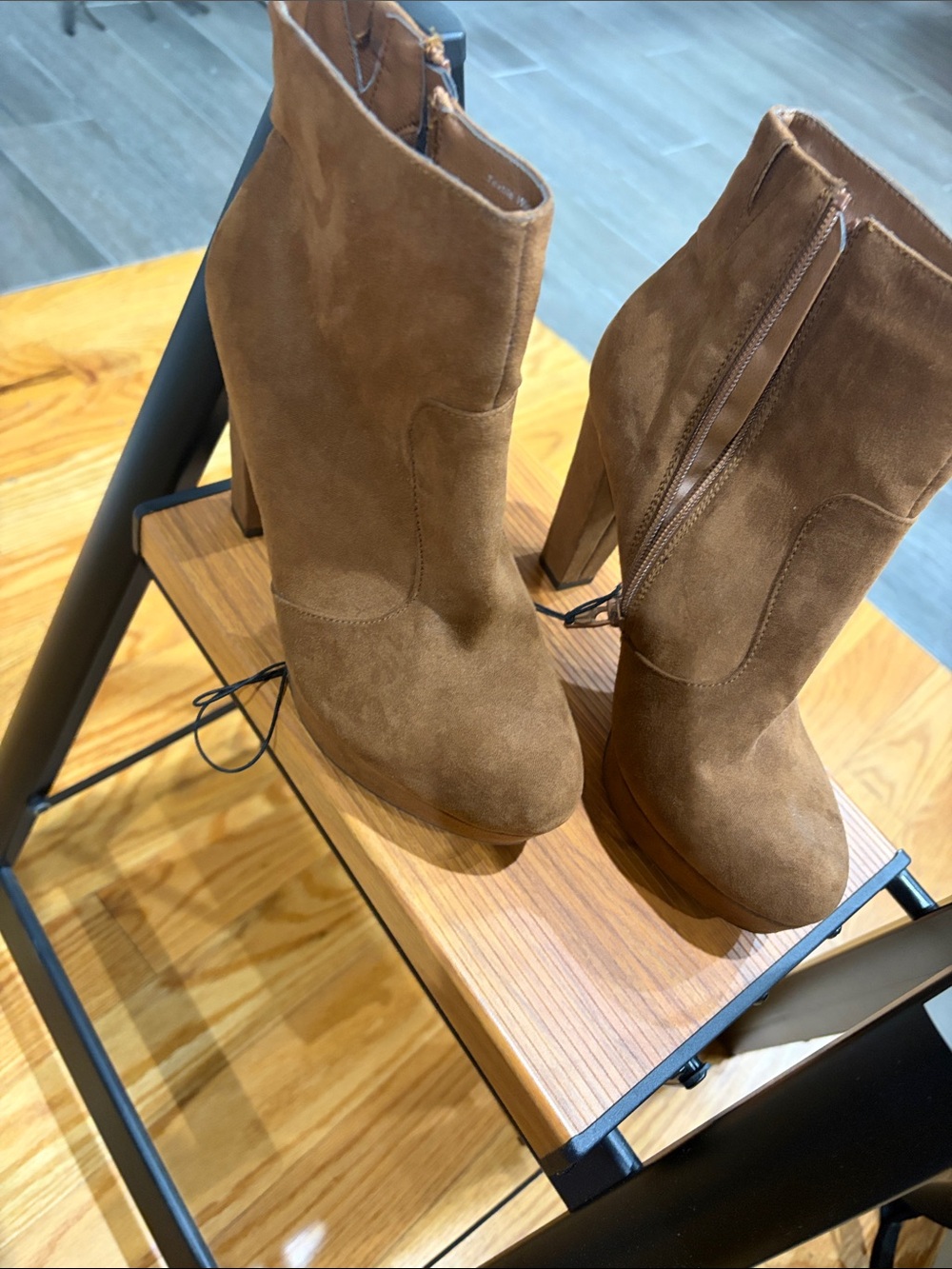 Mossimo Supply Co. Tan Suede High-Heel Ankle Boots